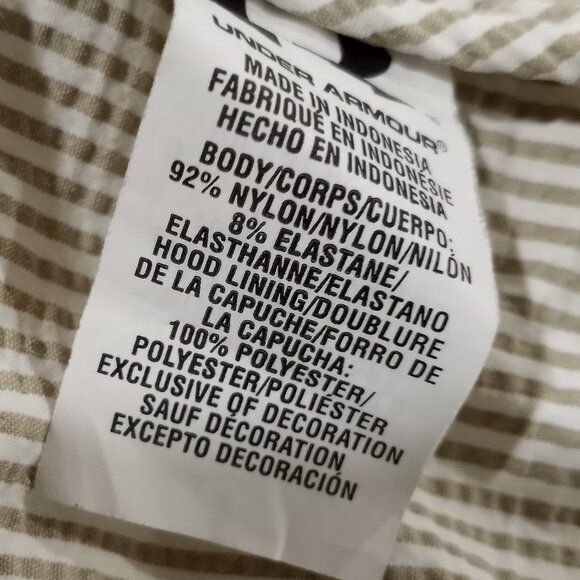 UNDER ARMOUR BEIGE|WHITE STRIPE ANORAK WITH HOOD MEN SIZE XXL - Picture 3 of 9